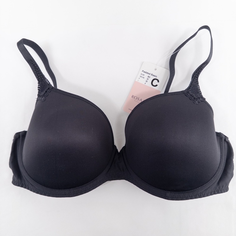Rosa Faia Bra 36C Black Padded Basic Underwire Style 5439 New With Tag